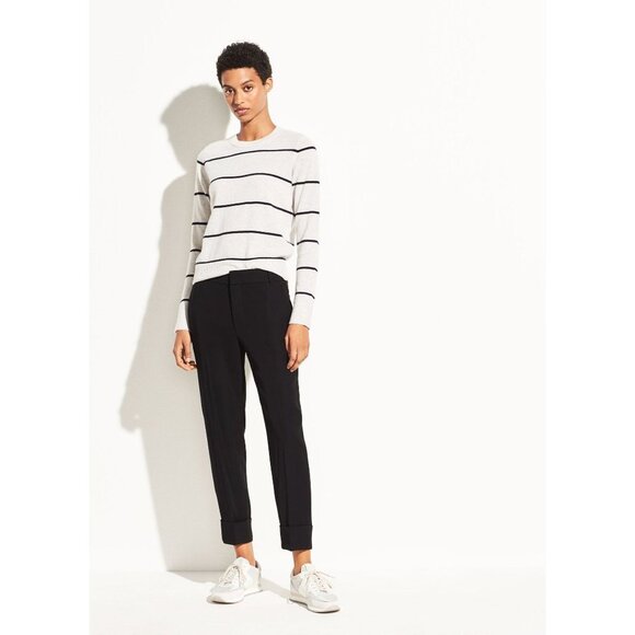 NWOT Vince Cuffed Crepe Suiting Trouser Size 0 Black - Picture 1 of 10